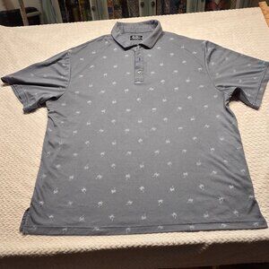 Men's Ben Hogan Performance Golf Polo Gray with Palm Tree Print SZ 2XL